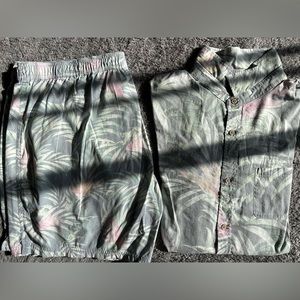marine layer men’s resort/cabana SET shirt + shorts XL great pattern
